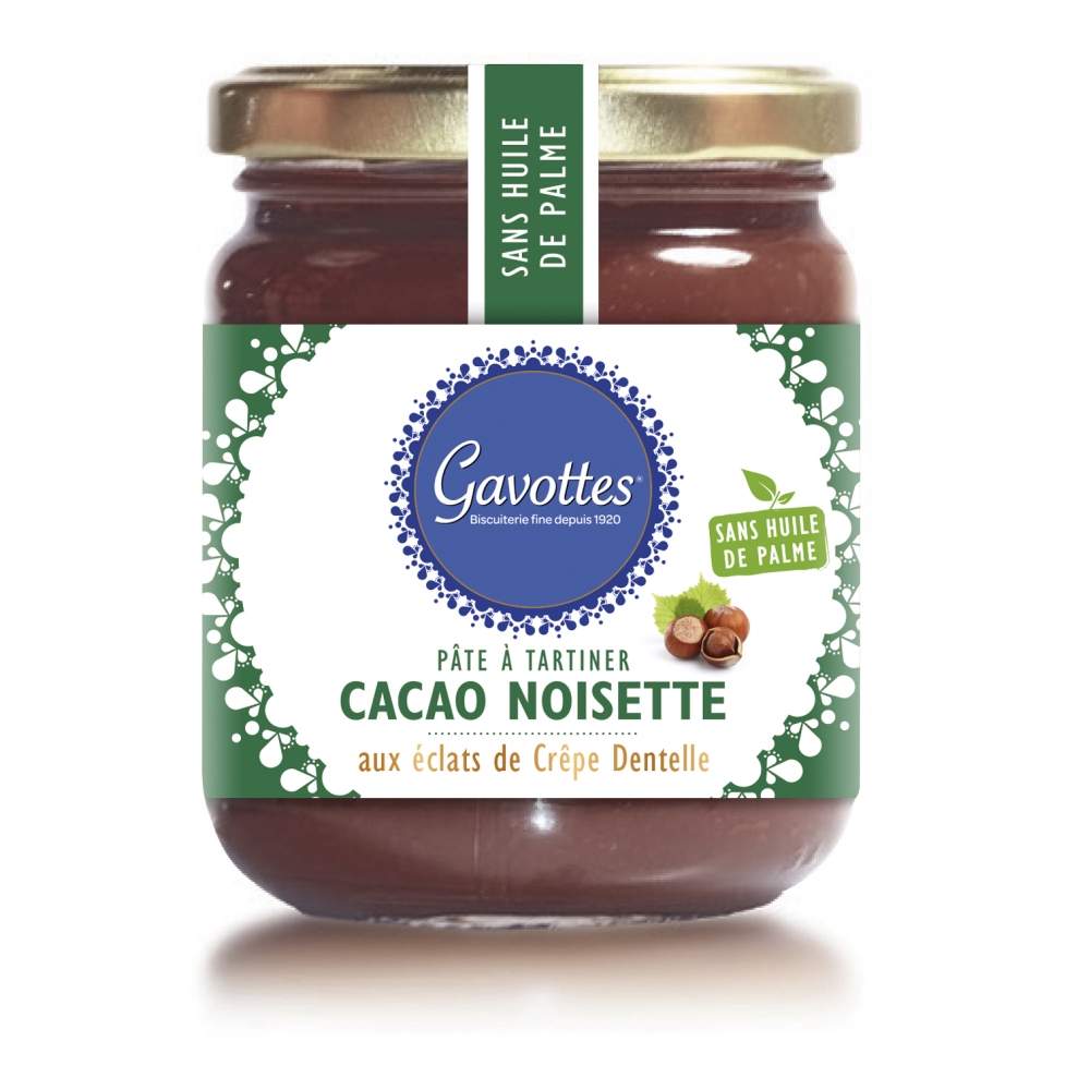 Pâte à Tartiner Cacao Noisettes aux éclats de Crêpes Dentelle - GAVOTTES